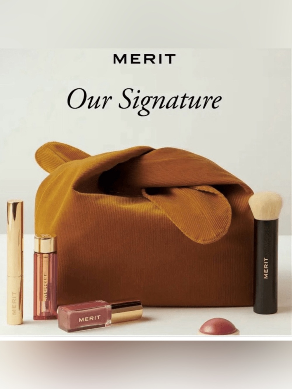 Merit Brown Corduroy Makeup Bag